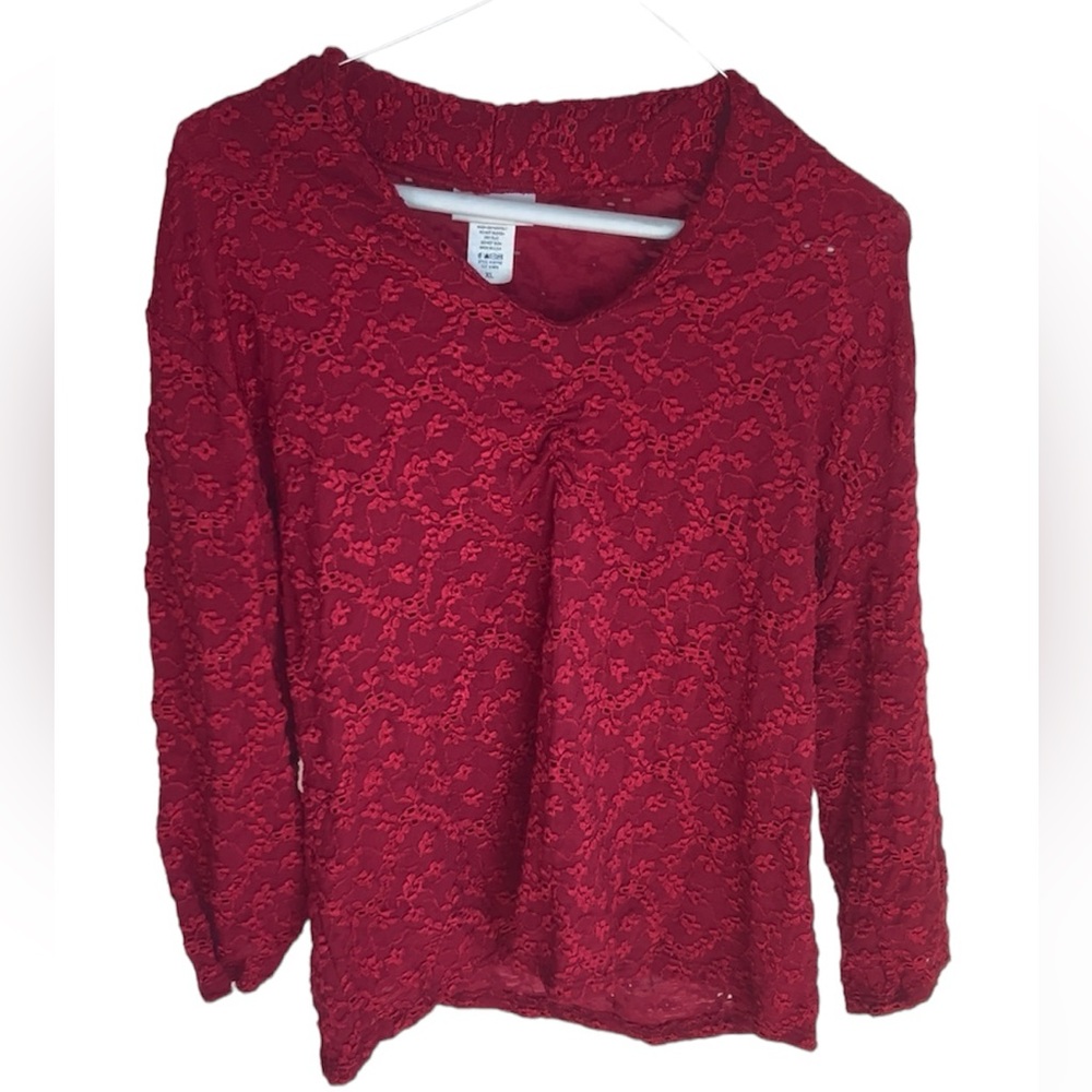 Nicola Womens Red Embroidered Blouse